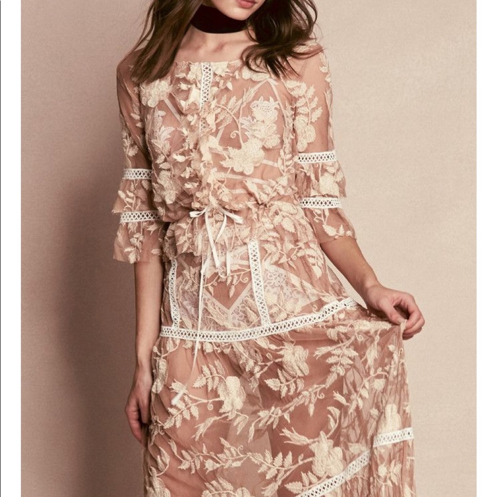 For Love & Lemons Emelia Tiered Maxi Skirt